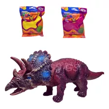 Kit Dinossauro Borracha Triceratopos + 2 Massinha Pula Pula