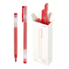 Kit 10 Caneta Xiaomi Gel Ink 0.5mm Preta Ou Vermelha Exterior Vermelho