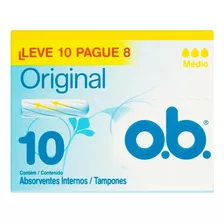 Absorvente Interno O.b. Original Médio Caixa Leve 10 Pague 8 Unidades