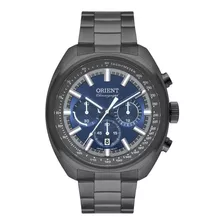 Relógio Masculino Orient Grafite Azul Cronógrafo Com Data+nf