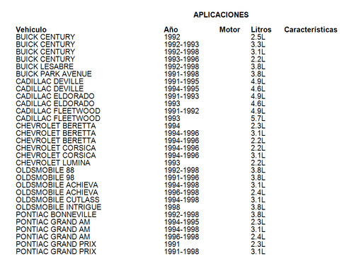 Juntas Caja Automatica Pontiac Bonneville 1992-1998 3.8l Foto 3