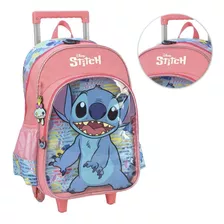 Mochila Carrinho Infantil Disney Stitch Ohana Salmão Luxcel