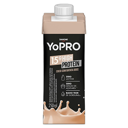 Bebida Láctea Uht Coco Com Batata-doce Zero Lactose Yopro 15g High Protein Caixa 250ml