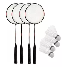 Kit Peteca Badminton 4 Raquetes 4 Petecas +bolsa Transporte 