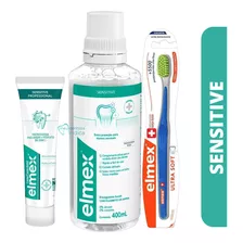 Kit Elmex Sensitive - Enxaguatório+ Creme Dental+ Escova