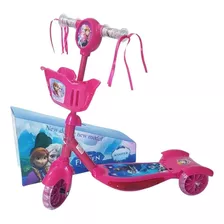 Patinete Infantil Frozen 3 Rodas Cestinha Luz Música 