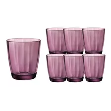 Set X 6 Vasos Vidrio Agua Jugo Color 305 Cc Pulsar Bormioli Color Púrpura