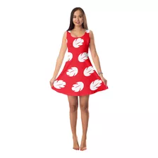 Vestido Lilo Stich Regata Vermelho Floral Adulto E Infantil