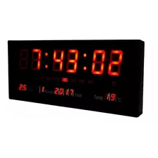 Reloj De Pared Led Digital 36 X 15cm Temperatura Fecha