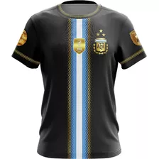 Camiseta Argentina Afa Negra Campeones Mundial Bandera