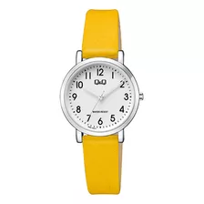 Reloj Q&q De Dama Modelo Q58a-002py Color De La Correa Amarillo Color Del Bisel Plateado Color Del Fondo Blanco