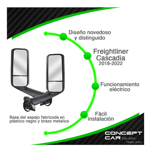 Par Espejo Lateral Freightliner Cascadia 18-22 Negro Electr Foto 5