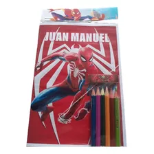 Libro Para Colorear Hombre Araña Spiderman Con 6 Lapices