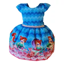 Vestido Ariel Pequena Sereia Fundo Do Mar Luxo Temático