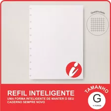 Refil Caderno Inteligente Grande Quadriculado Compatível 90g