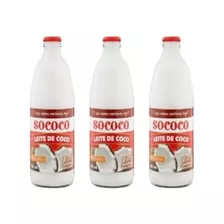 Kit C/3 Leite De Coco Tradicional Garrafa 500ml Sococo