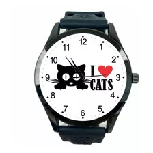 Relógio Eu Amo Gatos Feminino I Love Cats De Pulso Novo T964