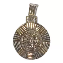 Medalla De Plata 925 Y Oro 18k Con El San Benito 2,8 Cm