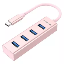 Hub Usb-c A 4 Puertos Usb 3.0 Lention Ultradelgado Rosa Oro