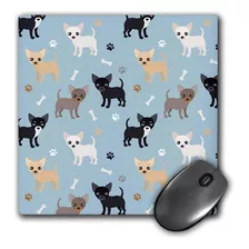 Mouse Pad Celeste Dibujos Chihuahuas 8 X 8 Pulgadas