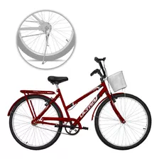 Bicicleta Feminina Adulta Aro 26 Wave Freios V-brake + Cesto