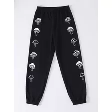 Calça Moletom Mushroom Trap Inverno Cogumelo Algodão Estampa