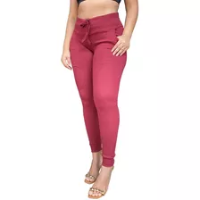 Calça Feminina Cintura Alta Canelada Skinny Com Elastano