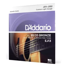 Juego Cuerdas Guitarra Acustica Bronce Ej13 11-52 Daddario +