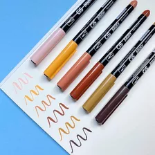 Caneta Cis Brush Pen Tons De Pele Aquarelável 6 Cores