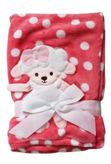 Manta Cobertor Para Bebê - Ovelhinha Poá Pink