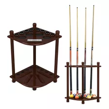 Pool Stick Holder - Cue Rack Only - Wood Stand Holds 8 Billi