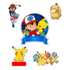 Topo De Bolo Pokémon Aniversário Personalizado Nome E Ida