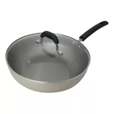 Wok Brinox 7200/162 4,10l Tapa De Vidrio. Antiadherente Mango Baquelita Inox. Champagne