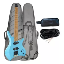 Guitarra Elétrica Strinberg Headless Shn6 Next Bl Azul + Bag Material Do Diapasão N/a Orientação Da Mão Destro