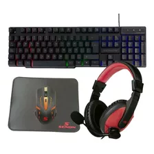 Combo Gamer Teclado Retroiluminado Mouse Auricular Pad 4x1