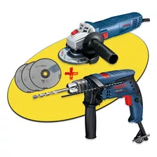 Combo Bosch Taladro Gsb 13 Re 650w Amoladora 6-115 + Accesorios - Antipolvo Obra Metal Madera Pared Hormigon Mano Manual