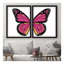 Quadro Moldura 60x80cm Asas Borboleta Rosa Jardim Selfie Qb2