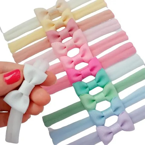 Kit 10 Lacinhos + Brinde Cor Branco Tiarinhas Para Bebês Rn Branco