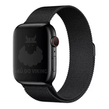 Pulseira Aço Milanês Milanese P/ Apple Watch 42mm 38mm 44mm Cor Preto Largura 40 Mm