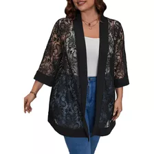 Kimono Saco Abierto Encaje Importado Shein Plus Size Grande