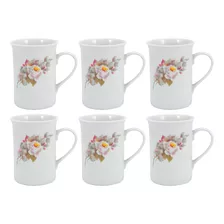 Canecas De Porcelana Eterna 240ml 6 Peças Schmidt Cor Branco