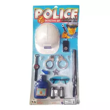 Brinquedo Kit Infantil Policial Super Detetive Com Capacete