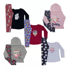 Kit 5 Conjunto Feminino Infantil Outono Inverno 1.2.3.4.6.8