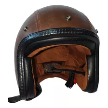 Casco Bobber Abierto Eco Cuero Marron Con Visera