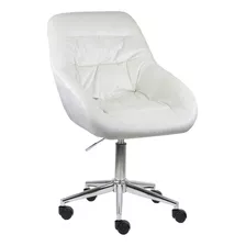 Cadeira França De Luxo Estofada Em Suede Liso Base Rodizio Cor Creme