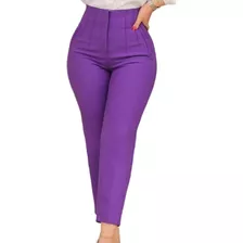 Pantalón De Vestir Tiro Alto Con Pinzas Elegante Tela Crepé 