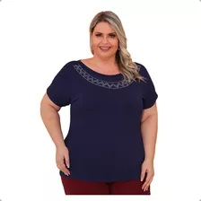 Blusa Plus Size Casual Moderna Com Strass