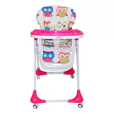 Bebeglo Silla De Comer Bebé Con 7 Alturas Reclinable Rosa