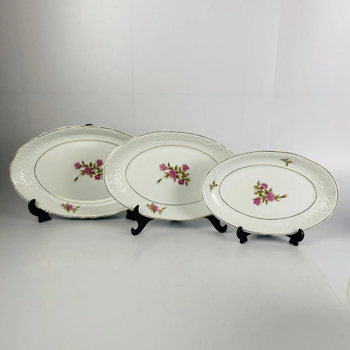 Jogo De Jantar Schmidt Rosas Porcelana 40 Peças Vintage Branco Florido 4