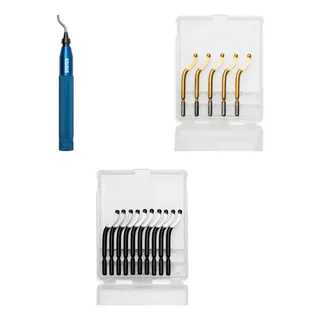 Kit Bremen: Escariador Lapiz Desbarbador Giratorio 360 + 10u Cuchillas Acero + 5u Cuchillas Titanio